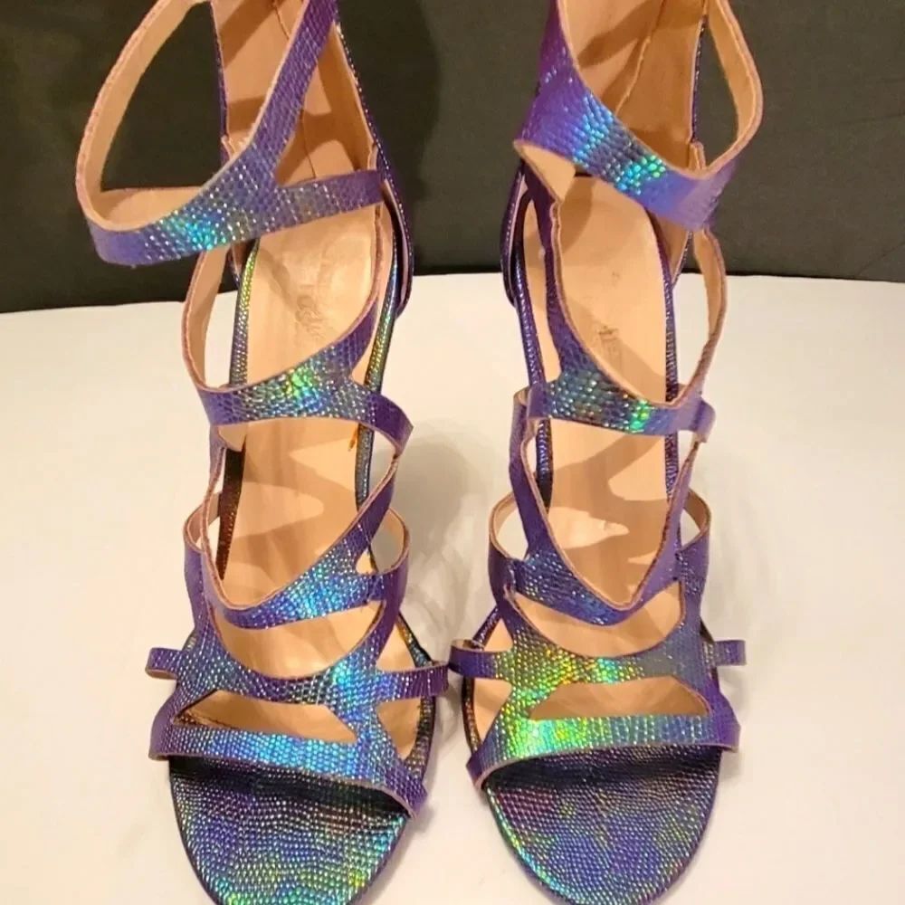 CHARLOTTE RUSSE OPEN TOE BLACK ZIPPER STILETTOS SANDAL